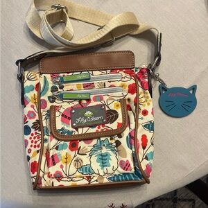 Lily Bloom Floral Crossbody Bag with Brown Accents